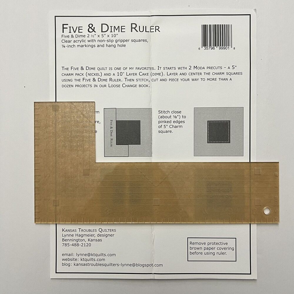 Quilters Five and Dime Ruler Pattern for Patchwork Quilting Craft Projects
